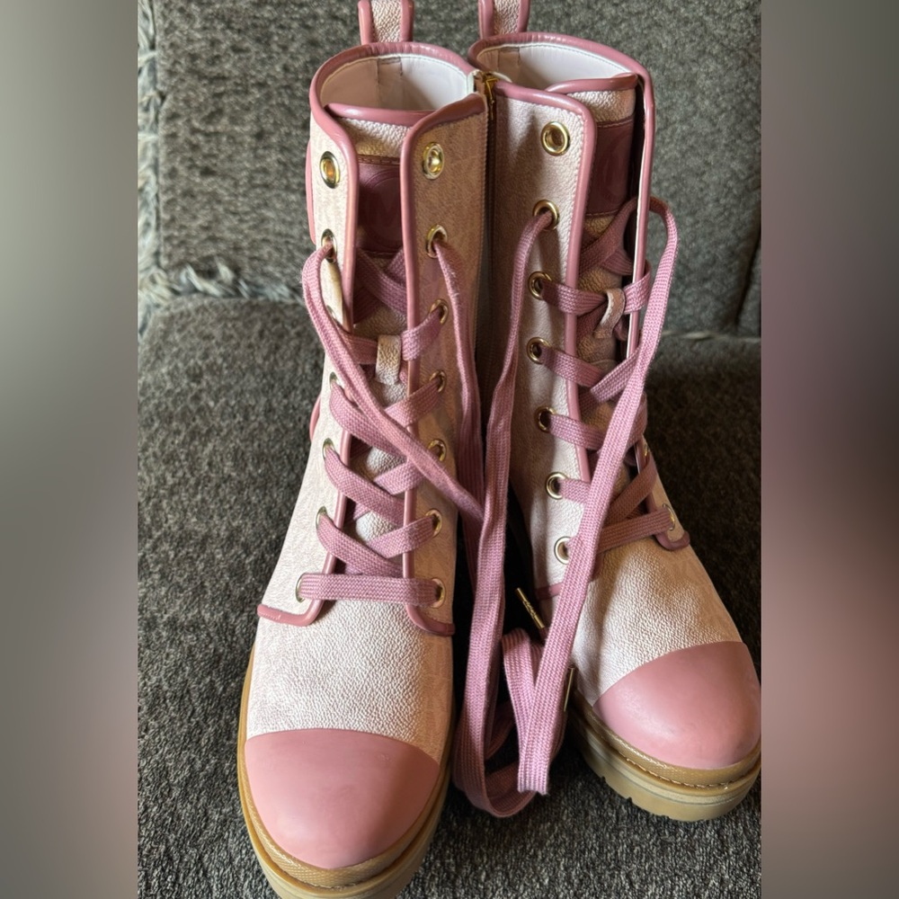 Michael Kors Corey MK Logo Combat Boot PINK